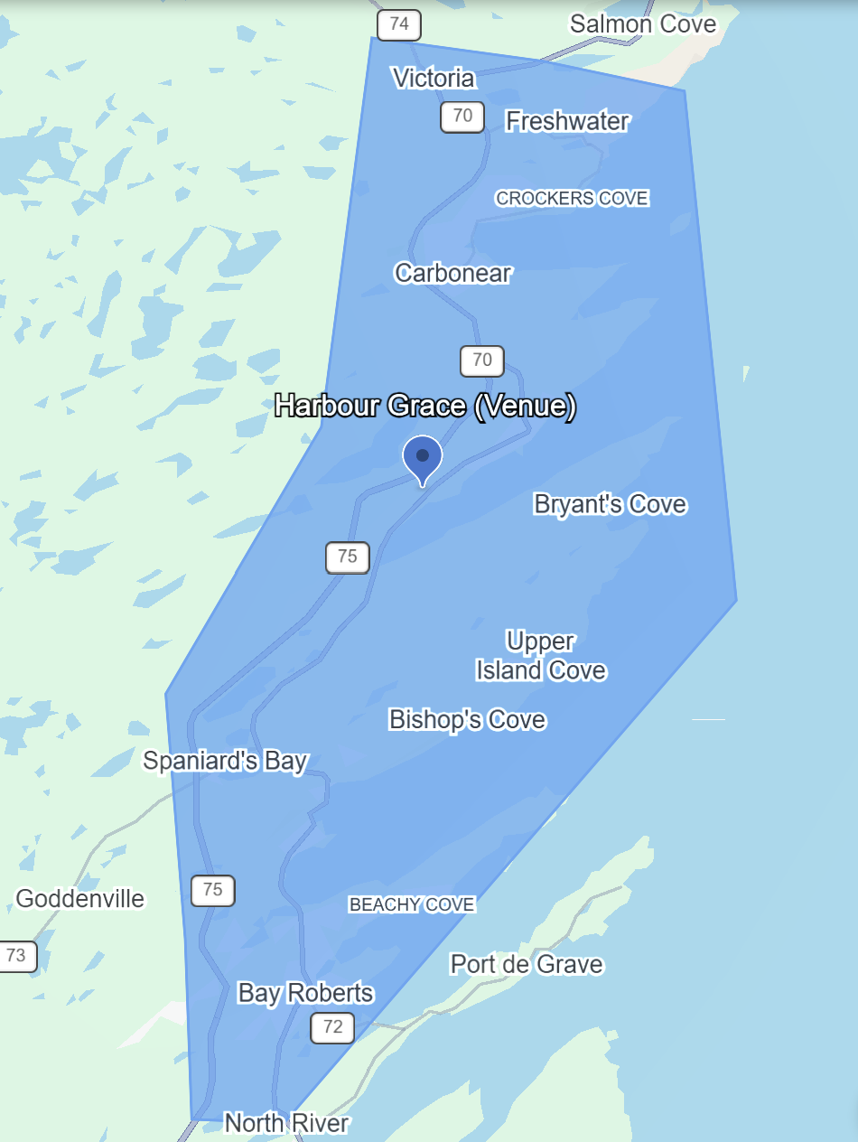 Map showing shuttle pickup and dropoff locations for nearby accommodations